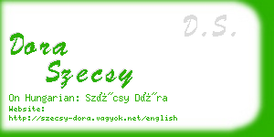 dora szecsy business card